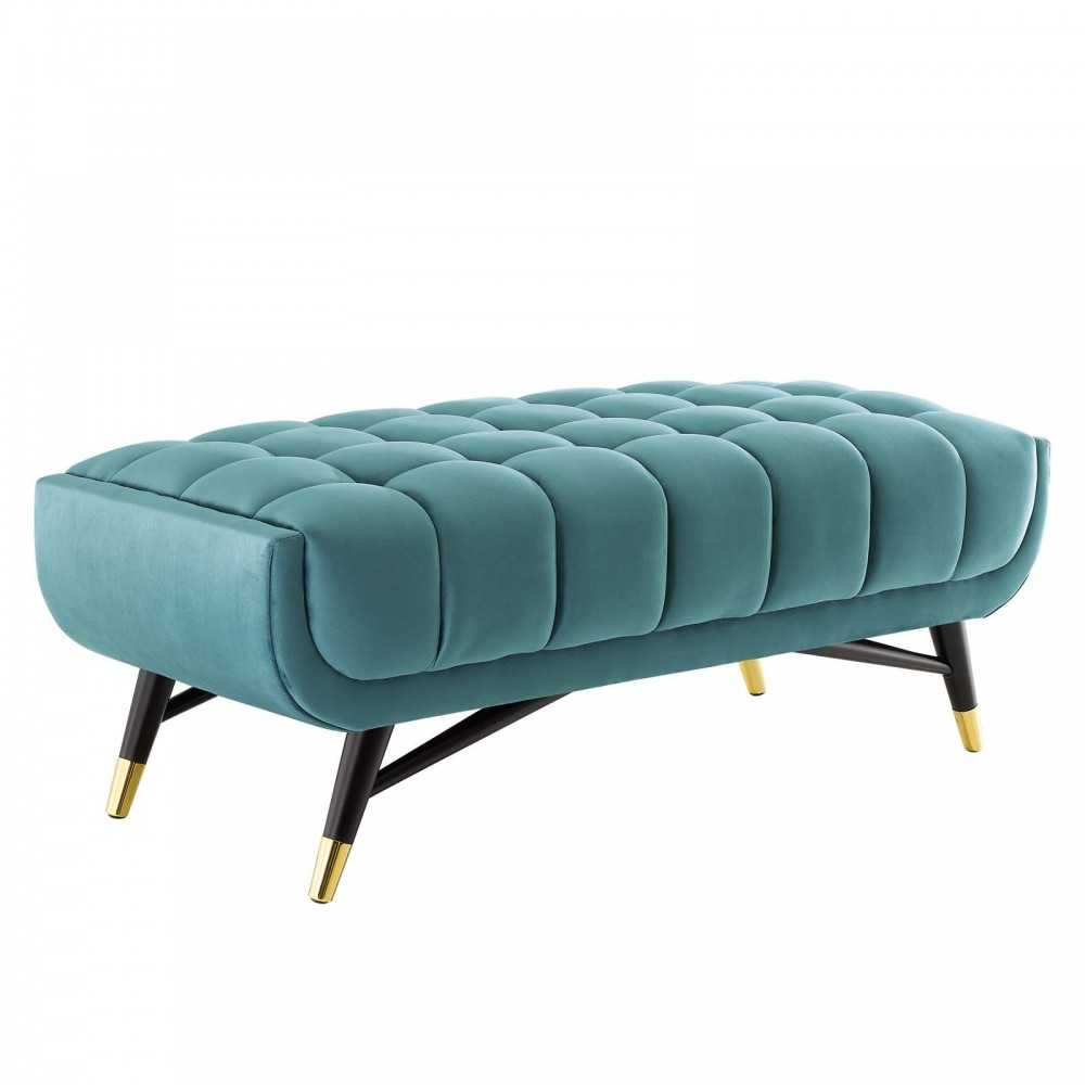 Adept 47.5" Performance Velvet Bench, Sea Blue