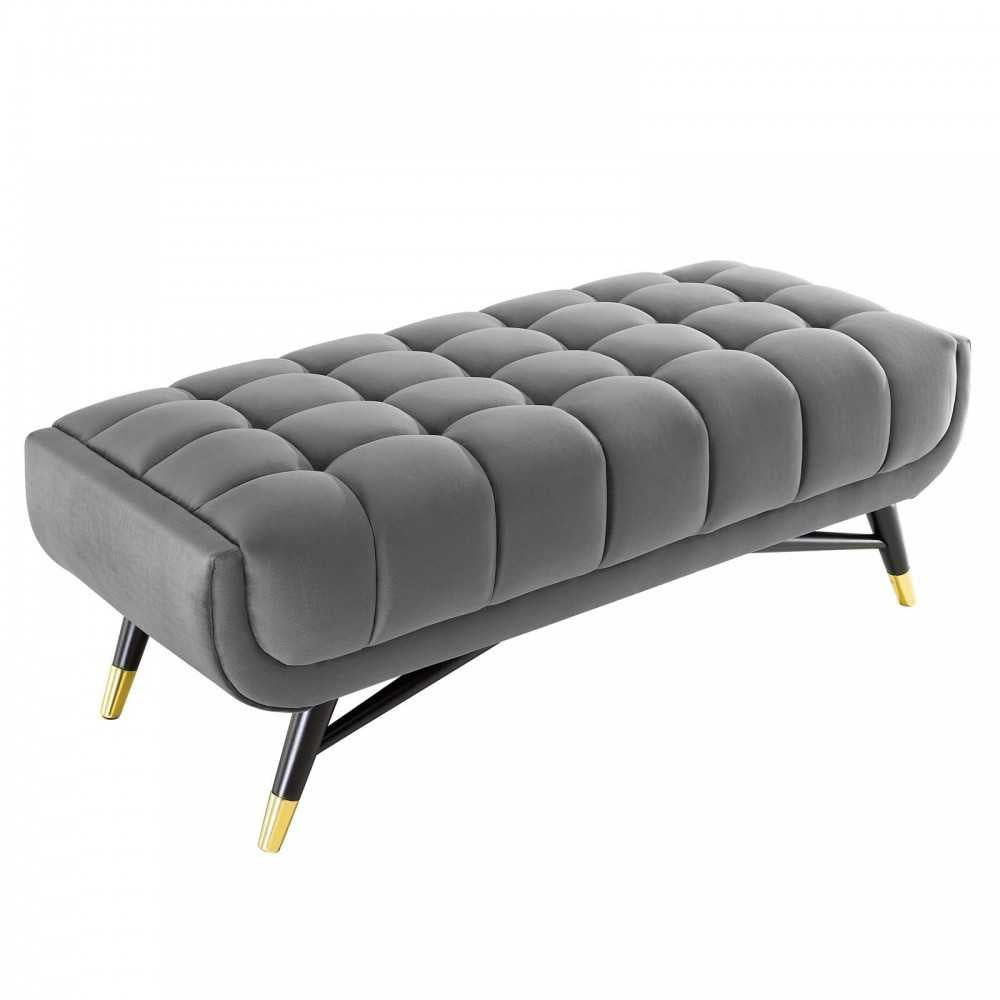 Adept 47.5" Performance Velvet Bench, Gray