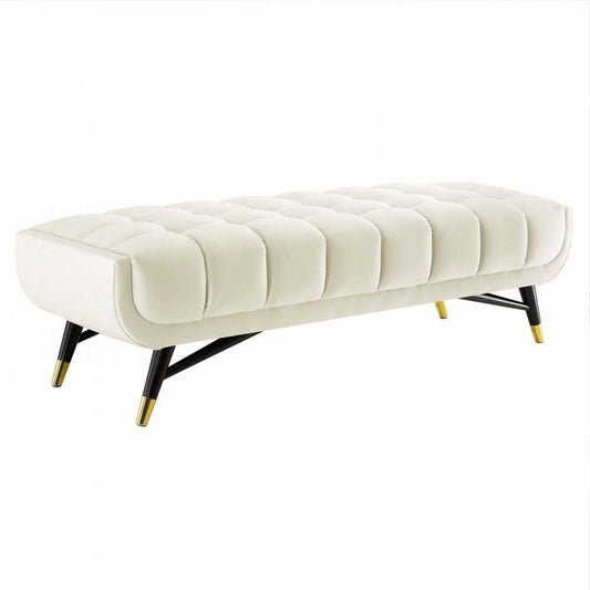 Adept 60" Performance Velvet Bench, Ivory