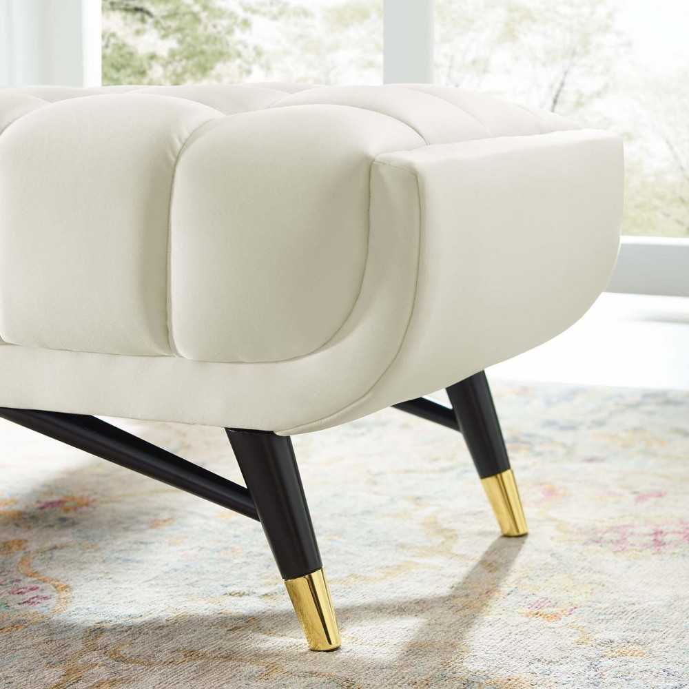 Adept 60" Performance Velvet Bench, Ivory