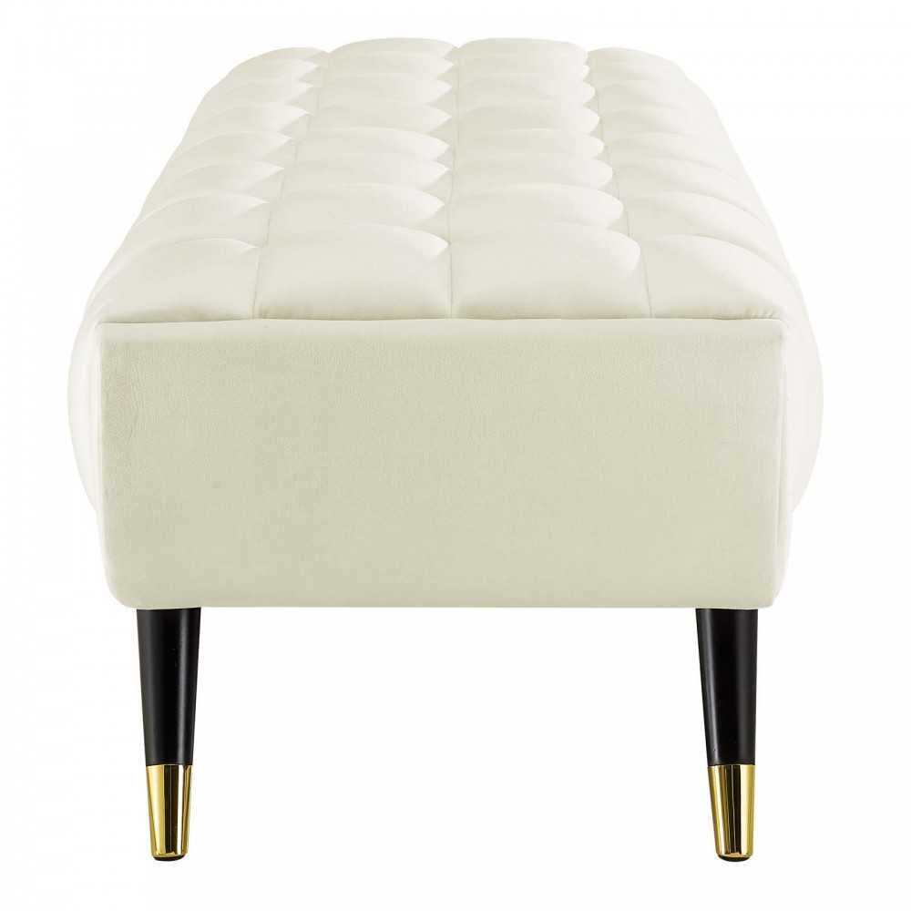 Adept 60" Performance Velvet Bench, Ivory