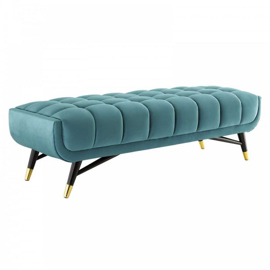 Adept 60" Performance Velvet Bench, Sea Blue