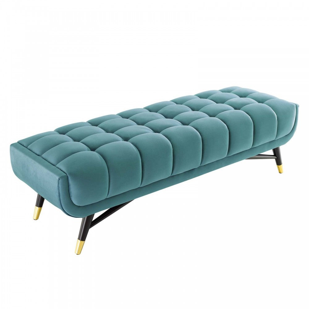 Adept 60" Performance Velvet Bench, Sea Blue