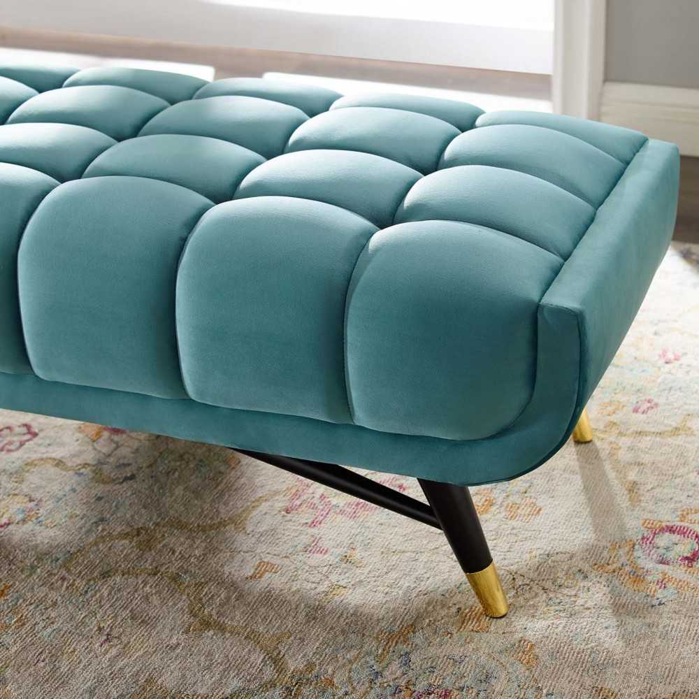 Adept 60" Performance Velvet Bench, Sea Blue