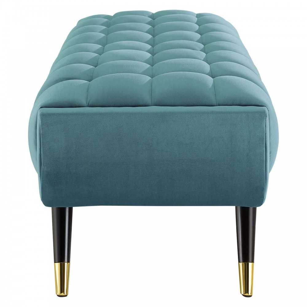Adept 60" Performance Velvet Bench, Sea Blue