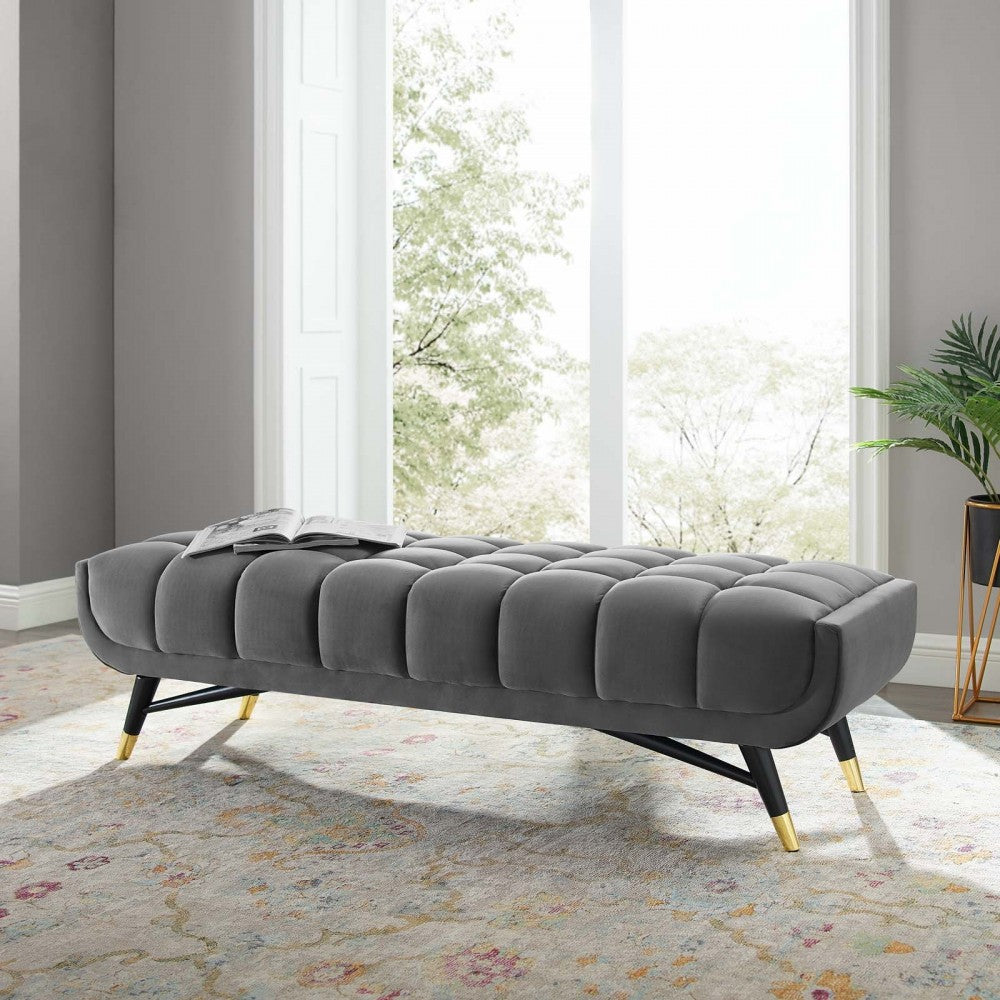 Adept 60" Performance Velvet Bench, Gray