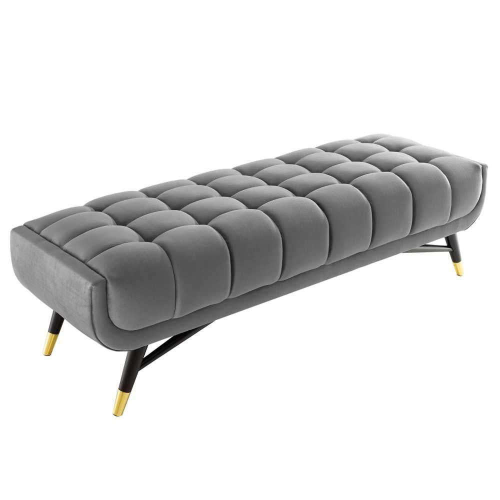Adept 60" Performance Velvet Bench, Gray
