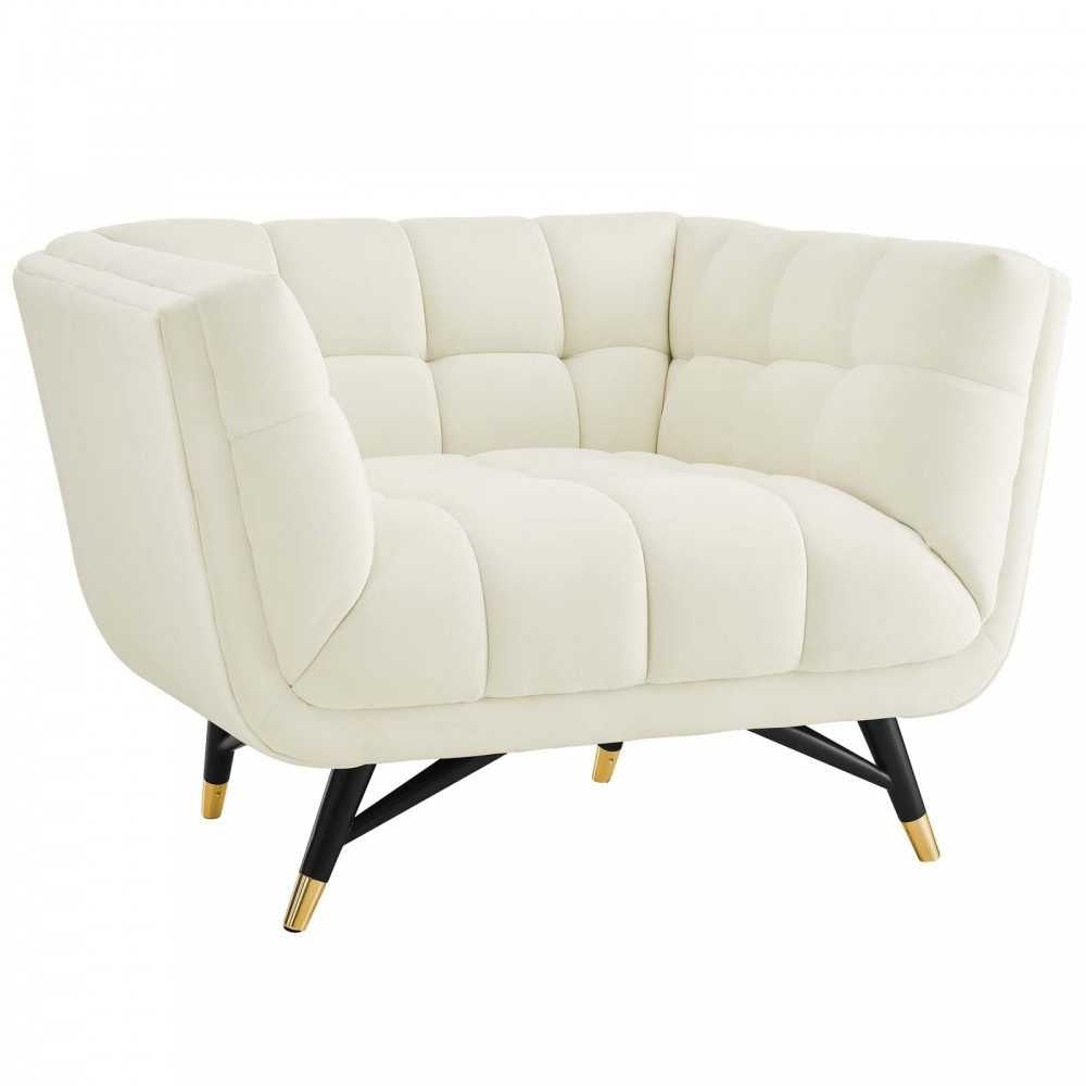 Adept Performance Velvet Armchair, Ivory