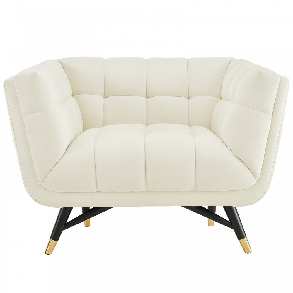 Adept Performance Velvet Armchair, Ivory