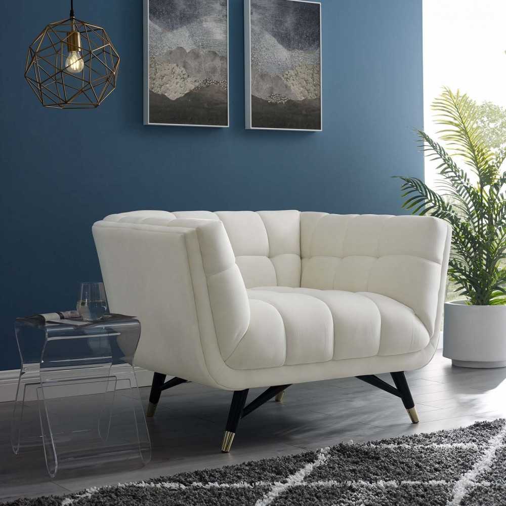 Adept Performance Velvet Armchair, Ivory