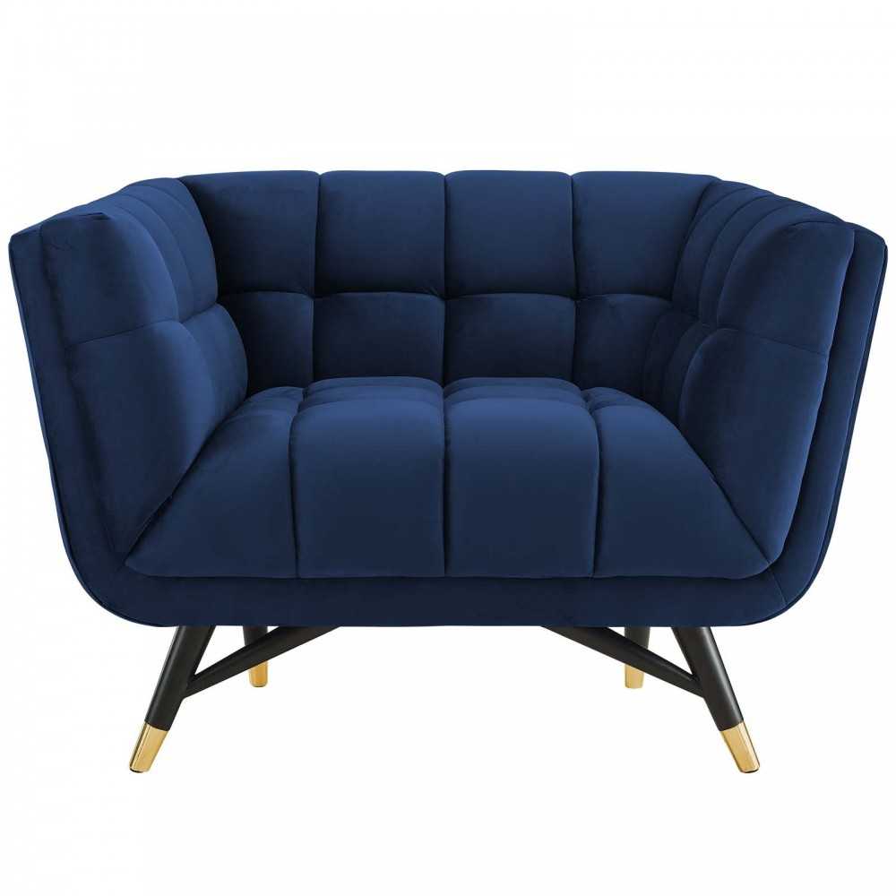 Adept Performance Velvet Armchair, Midnight Blue