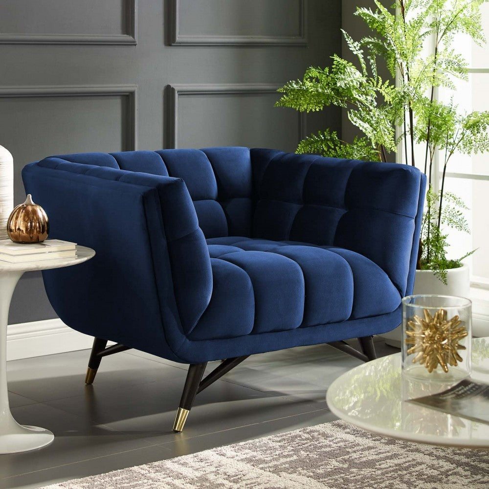 Adept Performance Velvet Armchair, Midnight Blue