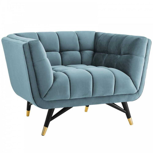 Adept Performance Velvet Armchair, Sea Blue