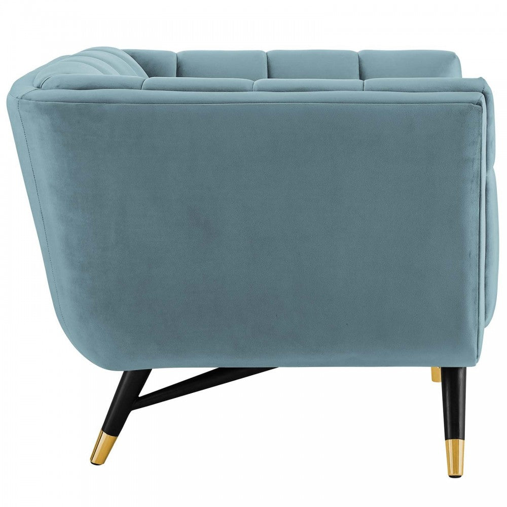 Adept Performance Velvet Armchair, Sea Blue