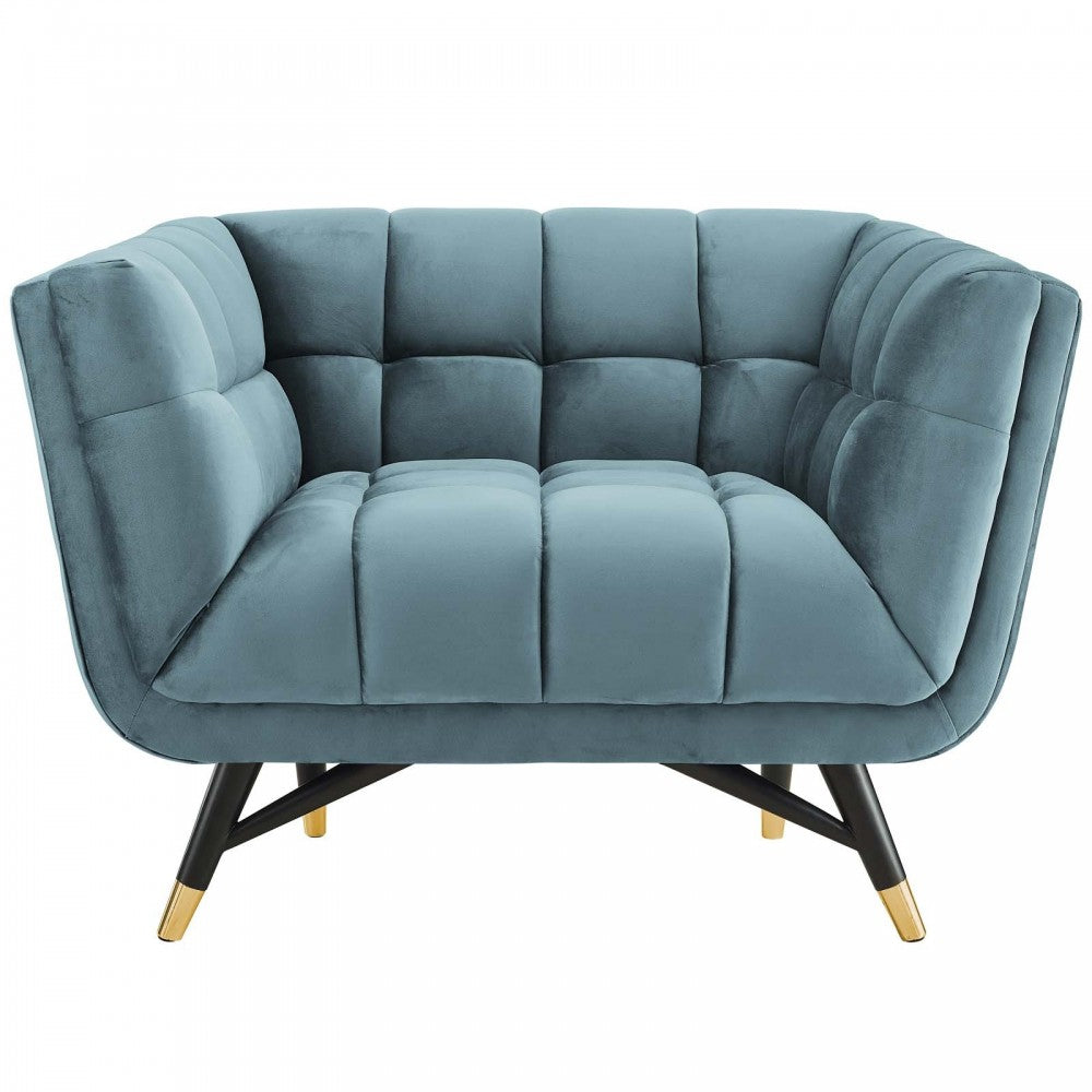 Adept Performance Velvet Armchair, Sea Blue
