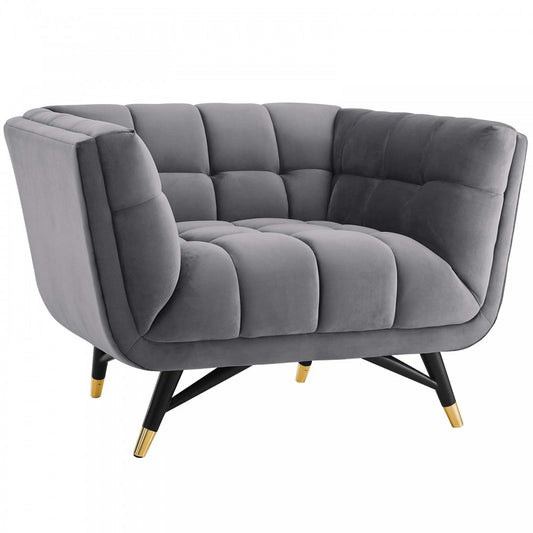 Adept Performance Velvet Armchair, Gray
