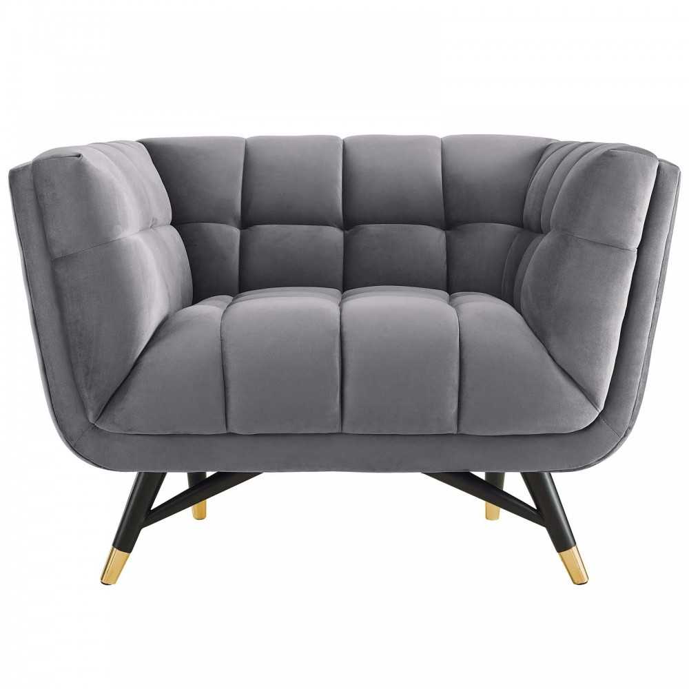 Adept Performance Velvet Armchair, Gray