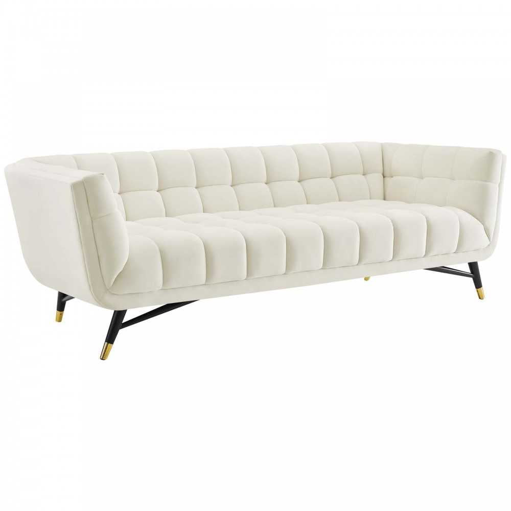 Adept Performance Velvet Sofa, Ivory