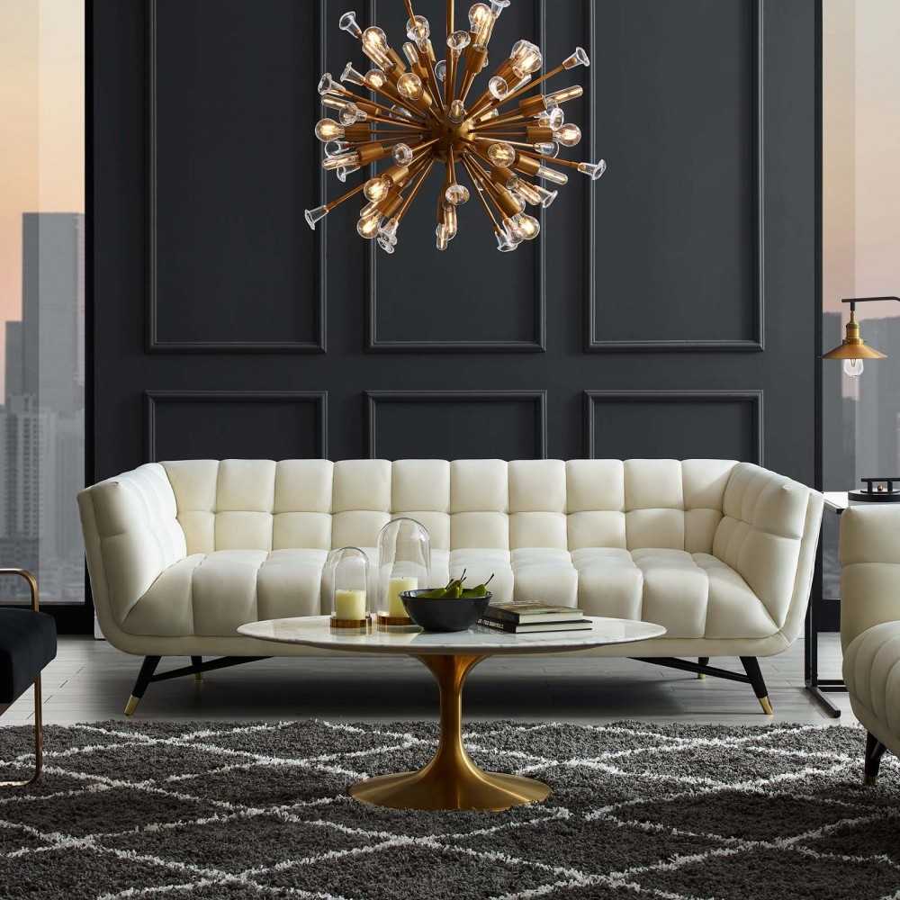 Adept Performance Velvet Sofa, Ivory
