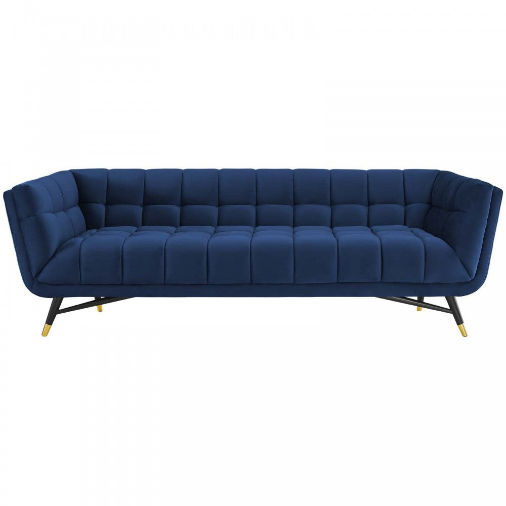Adept Performance Velvet Sofa, Midnight Blue