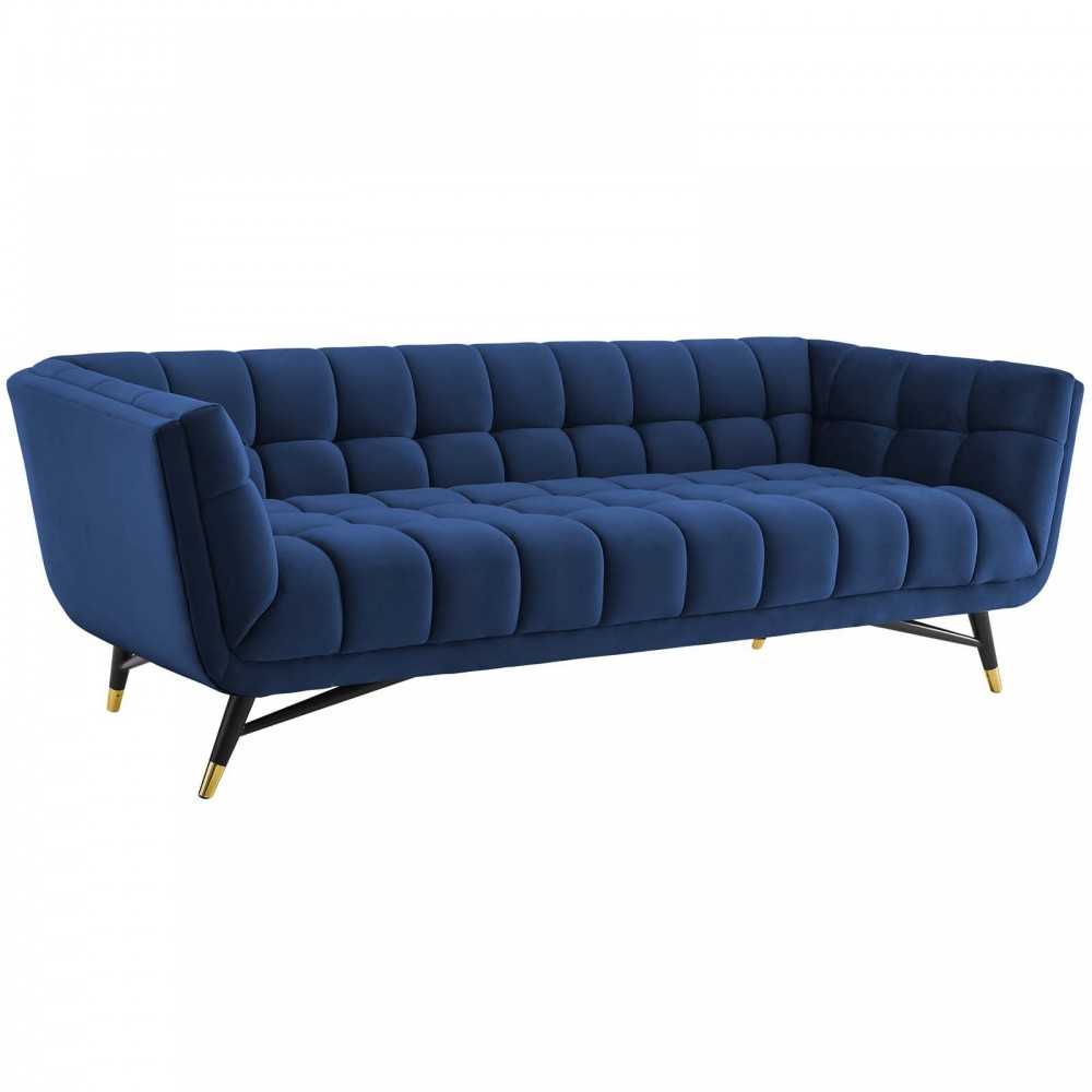 Adept Performance Velvet Sofa, Midnight Blue