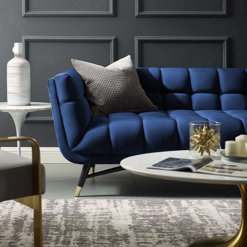 Adept Performance Velvet Sofa, Midnight Blue