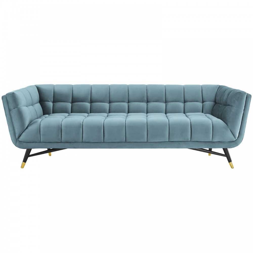 Adept Performance Velvet Sofa, Sea Blue