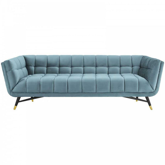 Adept Performance Velvet Sofa, Sea Blue