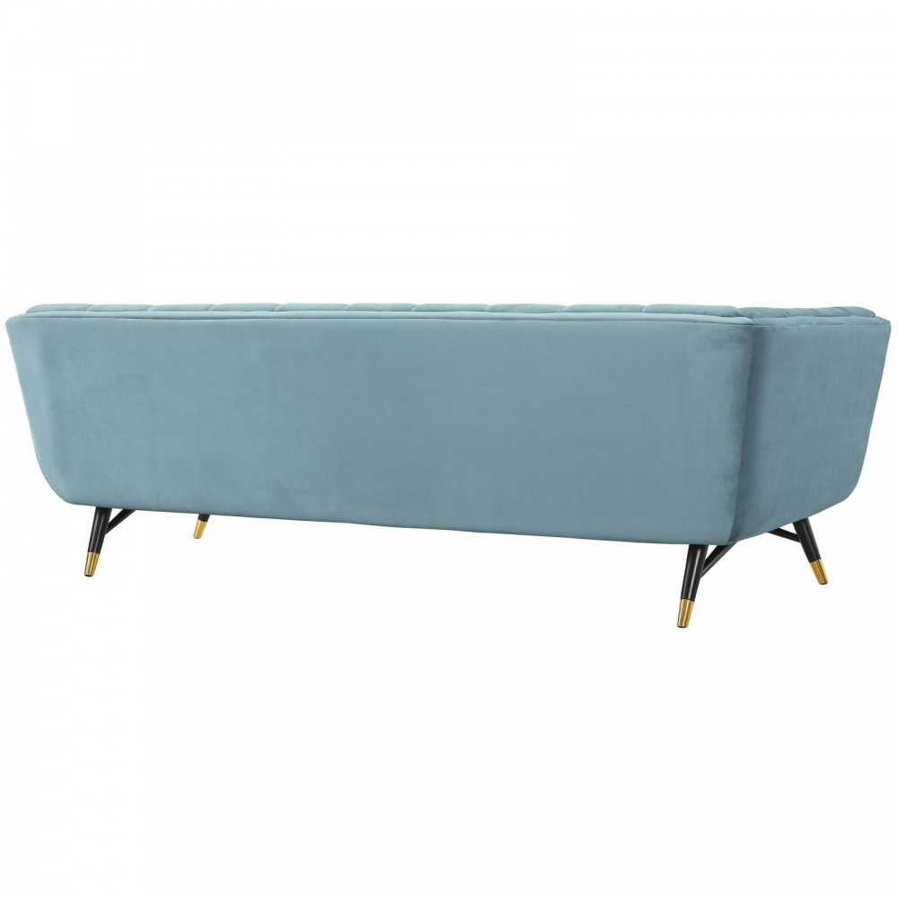 Adept Performance Velvet Sofa, Sea Blue