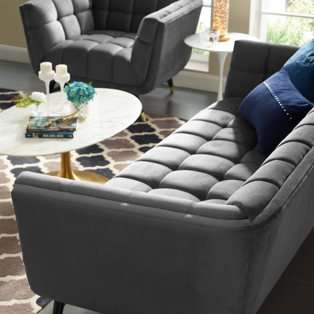 Adept Performance Velvet Sofa, Gray