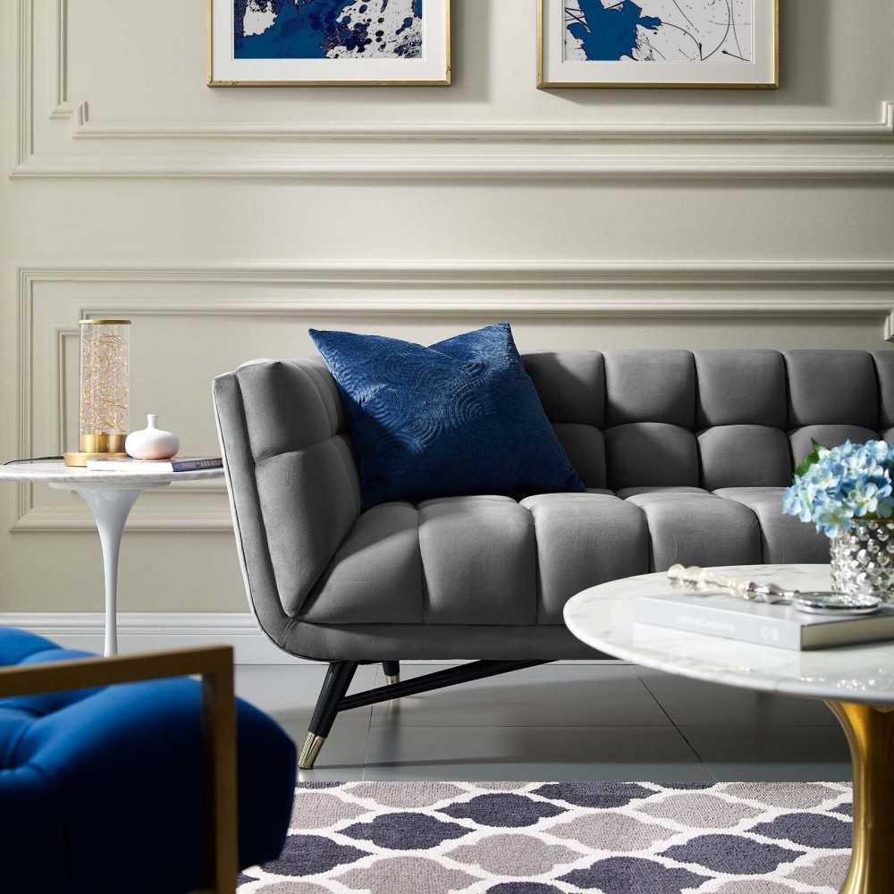 Adept Performance Velvet Sofa, Gray
