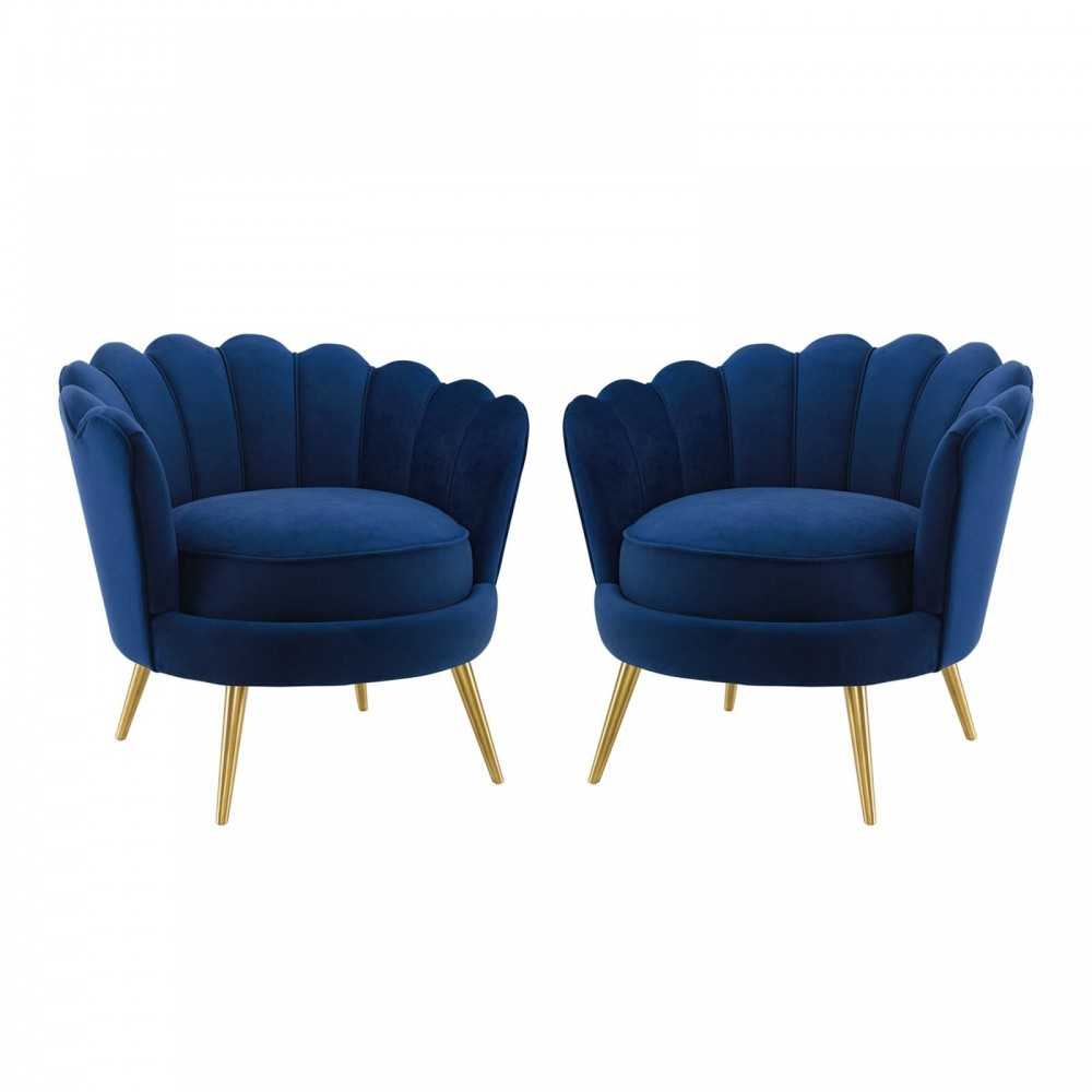 Admire Accent Armchair Performance Velvet Set of 2, Navy