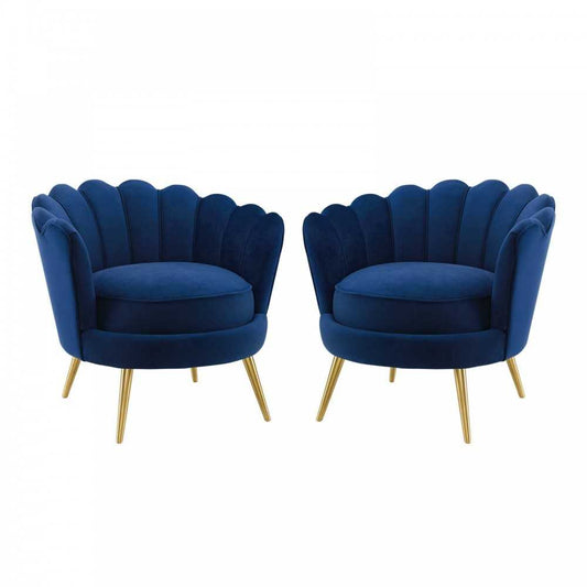 Admire Accent Armchair Performance Velvet Set of 2, Navy