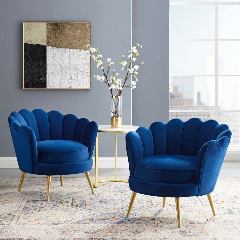Admire Accent Armchair Performance Velvet Set of 2, Navy