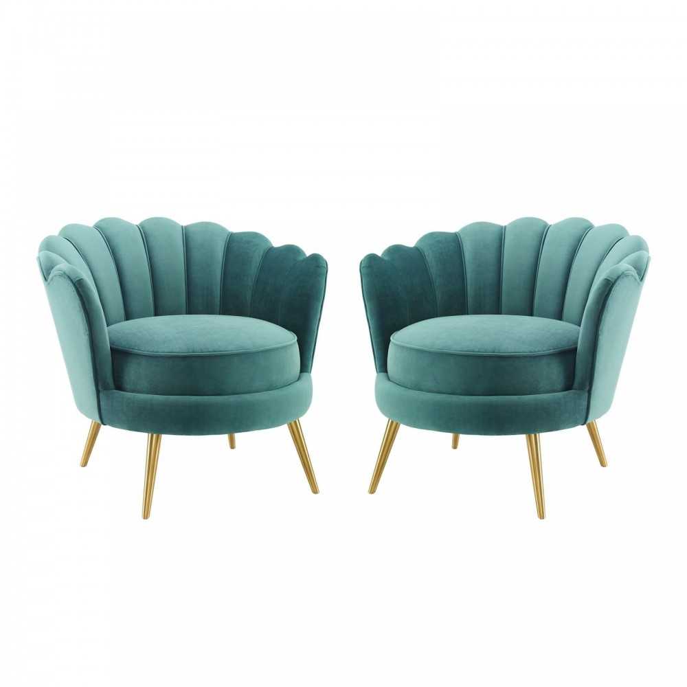 Admire Accent Armchair Performance Velvet Set of 2, Teal
