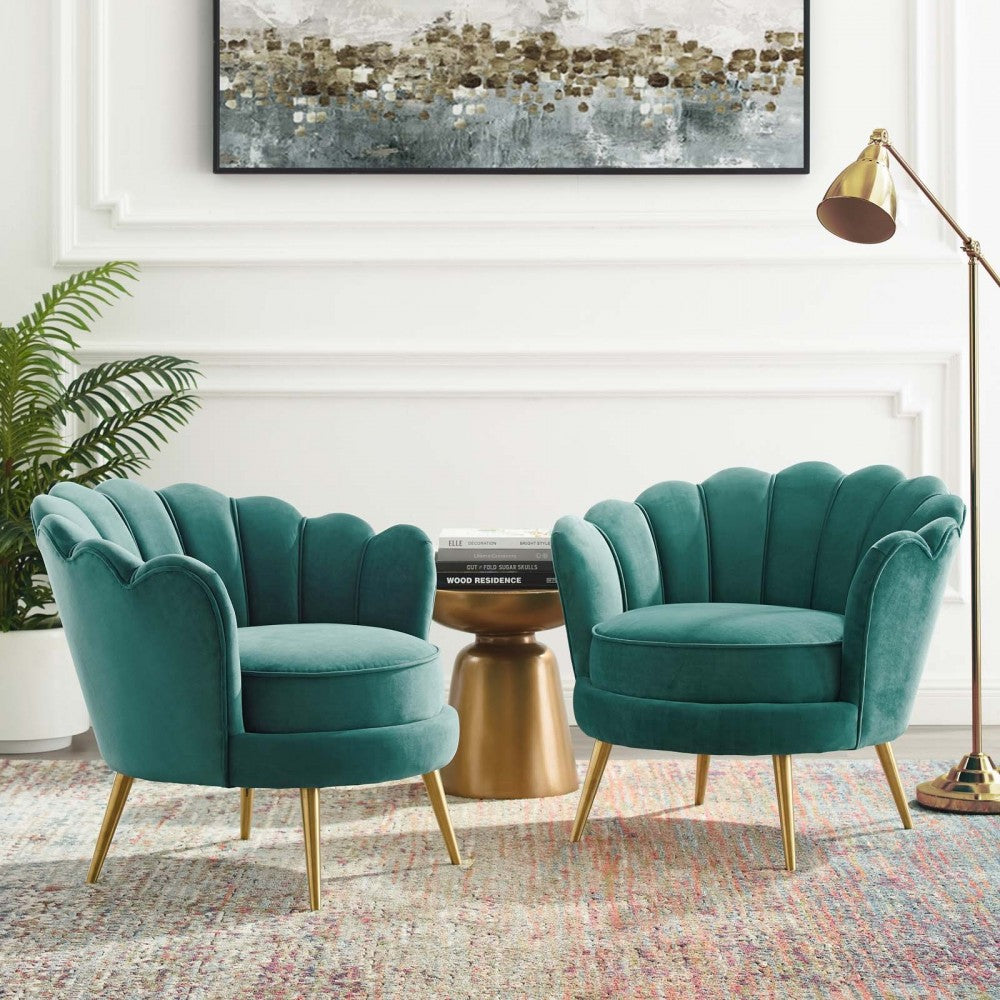Admire Accent Armchair Performance Velvet Set of 2, Teal