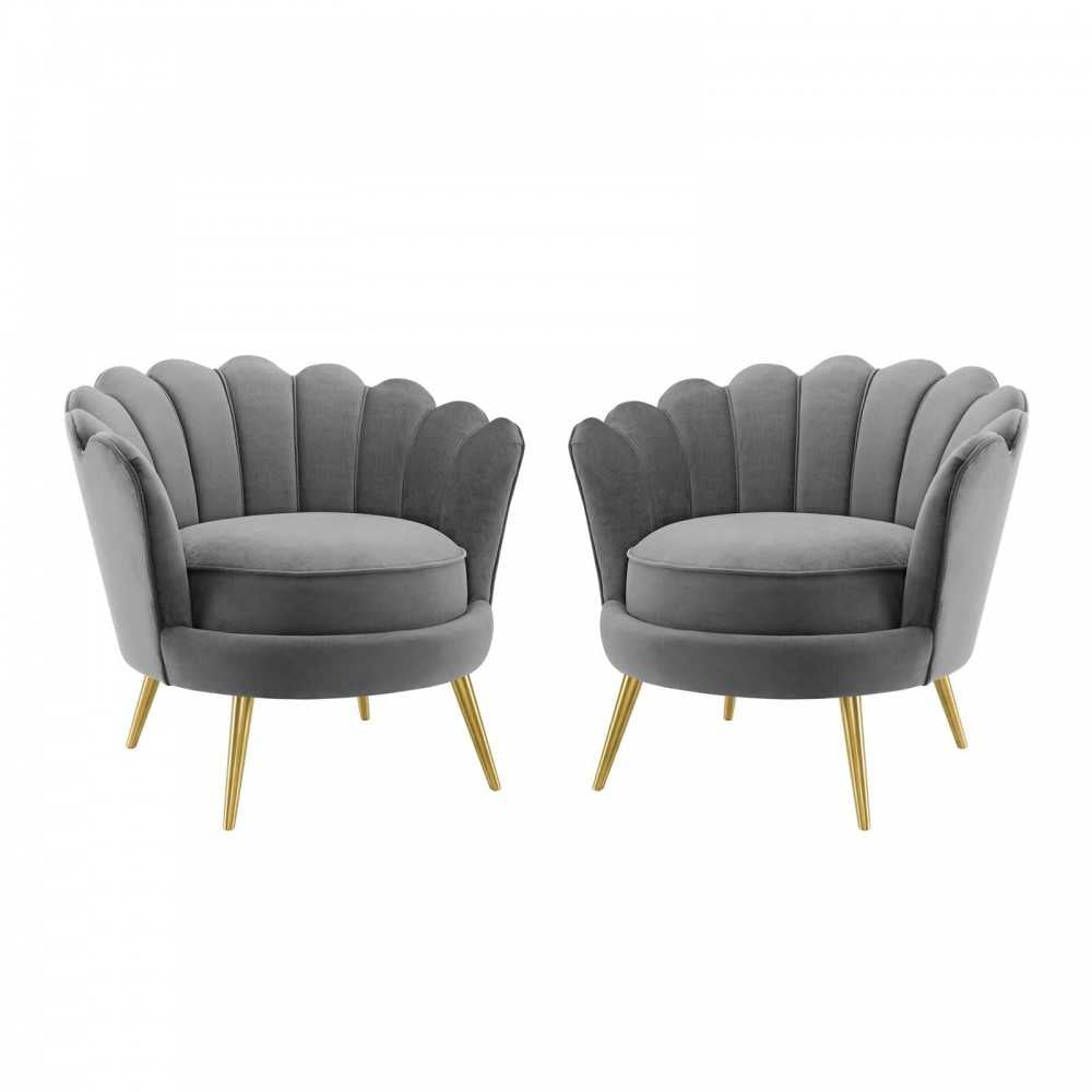 Admire Accent Armchair Performance Velvet Set of 2, Gray