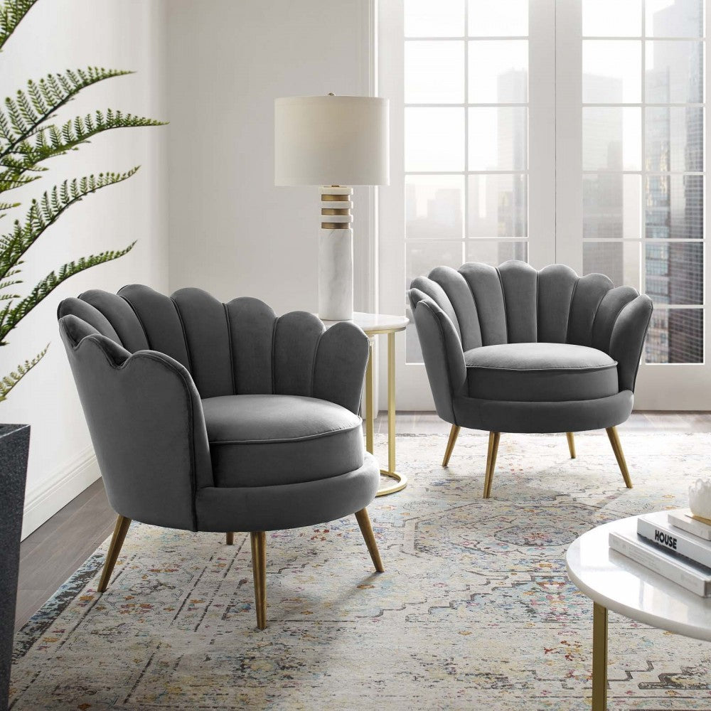 Admire Accent Armchair Performance Velvet Set of 2, Gray