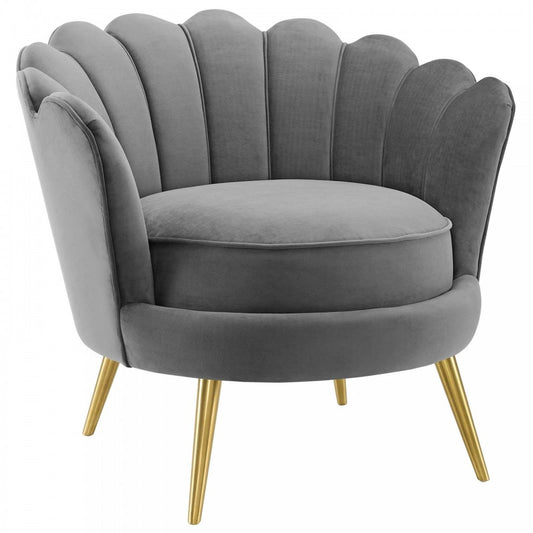 Admire Scalloped Edge Performance Velvet Accent Armchair, Gray