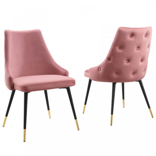 Adorn Dining Side Chair Performance Velvet Set of 2, Dusty Rose