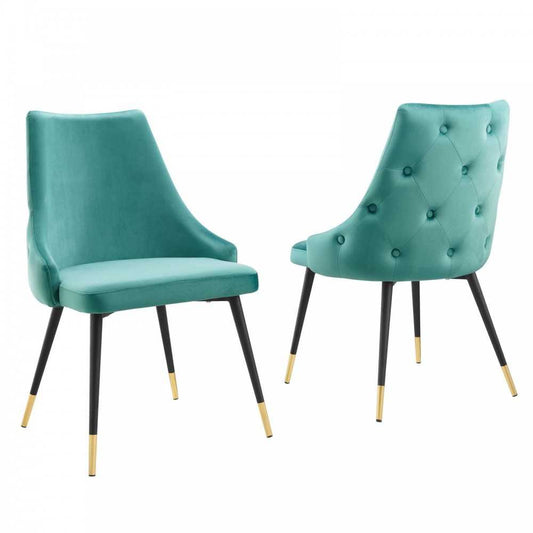 Adorn Dining Side Chair Performance Velvet Set of 2, Teal