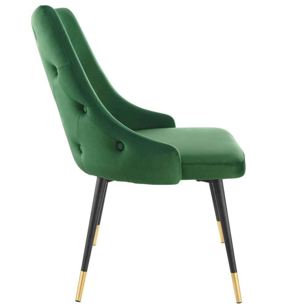 Adorn Dining Side Chair Performance Velvet Set of 2, Emerald