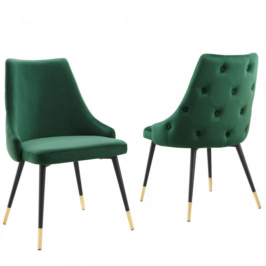 Adorn Dining Side Chair Performance Velvet Set of 2, Green