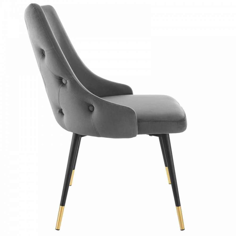 Adorn Dining Side Chair Performance Velvet Set of 2, Gray
