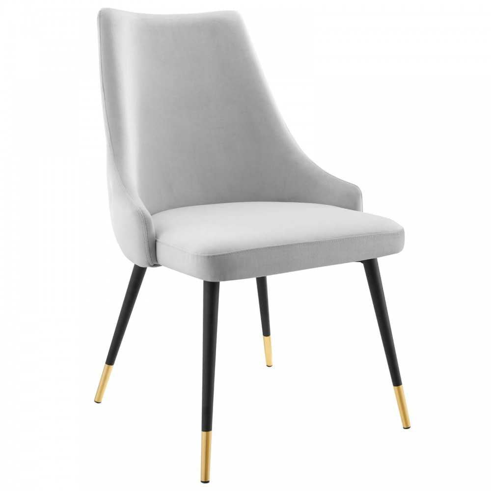 Adorn Dining Side Chair Performance Velvet Set of 2, Light Gray