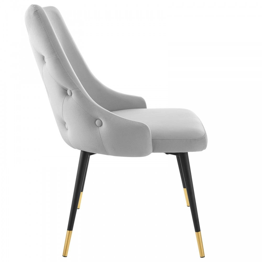 Adorn Dining Side Chair Performance Velvet Set of 2, Light Gray