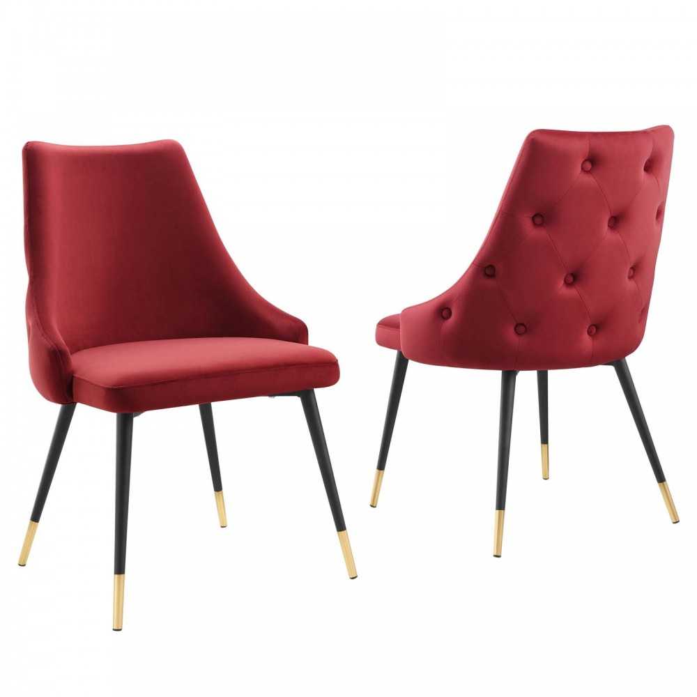 Adorn Dining Side Chair Performance Velvet Set of 2, Maroon