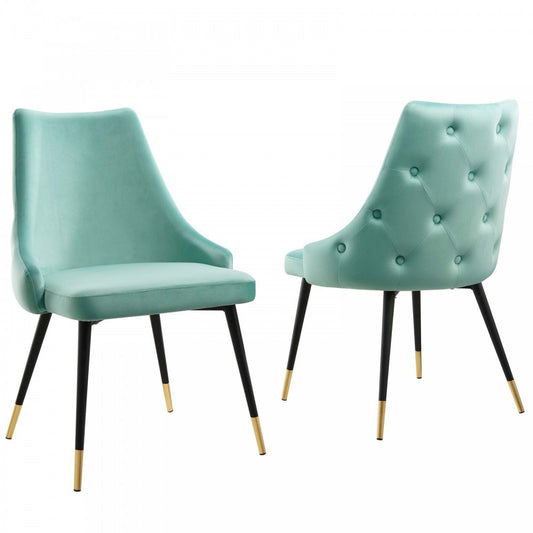 Adorn Dining Side Chair Performance Velvet Set of 2, Mint