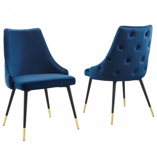 Adorn Dining Side Chair Performance Velvet Set of 2, Navy