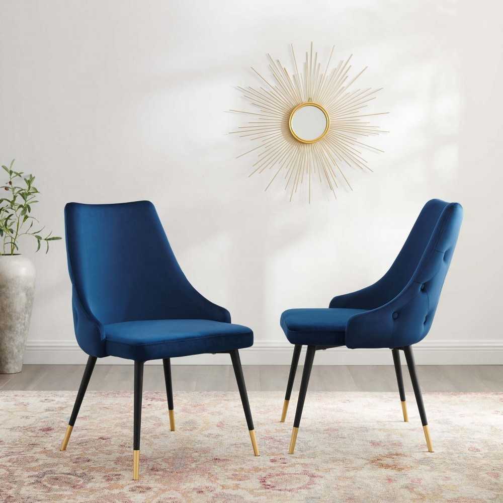 Adorn Dining Side Chair Performance Velvet Set of 2, Navy